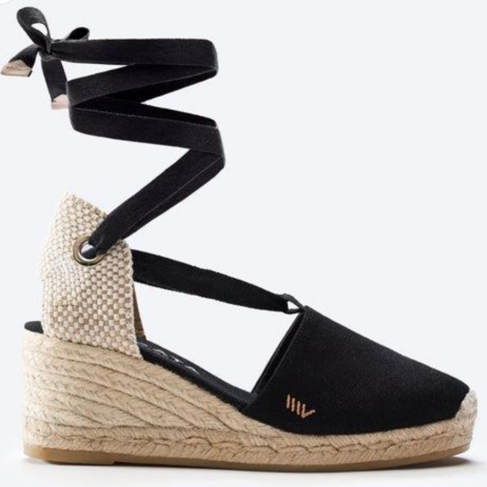 Viscata Escala Wedge Canvas Espadrille Sandals - black